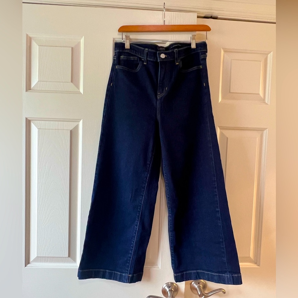 Ankle length Banana Republic premium denim, high rise wide-leg jeans